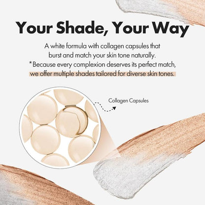ELROEL Blanc Cover Cream Stick V – Base en barra que cambia de color, con Volufiline y brocha desmontable