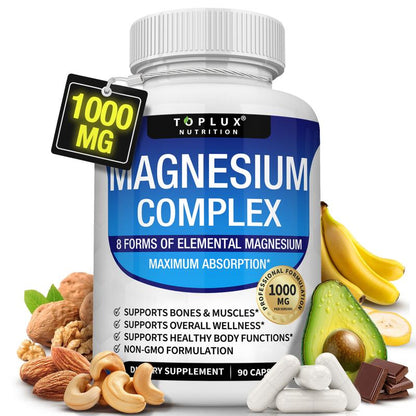 Toplux Magnesium Complex — Suplemento de 8 Formas Esenciales de Magnesio 1000mg