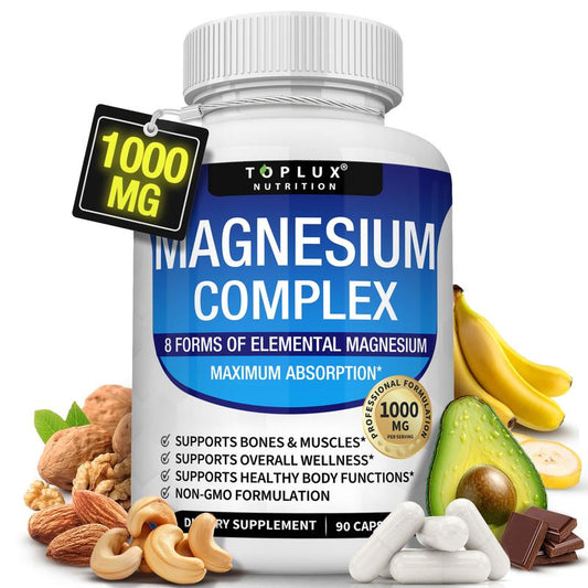 Toplux Magnesium Complex — Suplemento de 8 Formas Esenciales de Magnesio 1000mg
