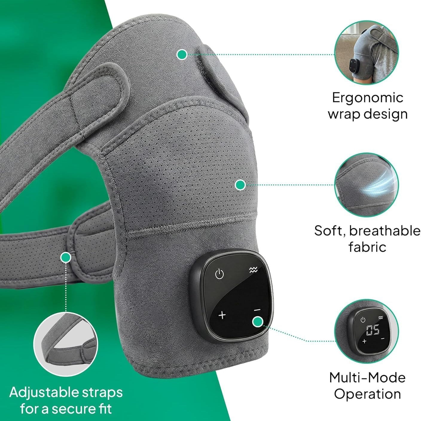 RejuvaCare Triple Method Shoulder Massager – Heat + Compression + Vibration