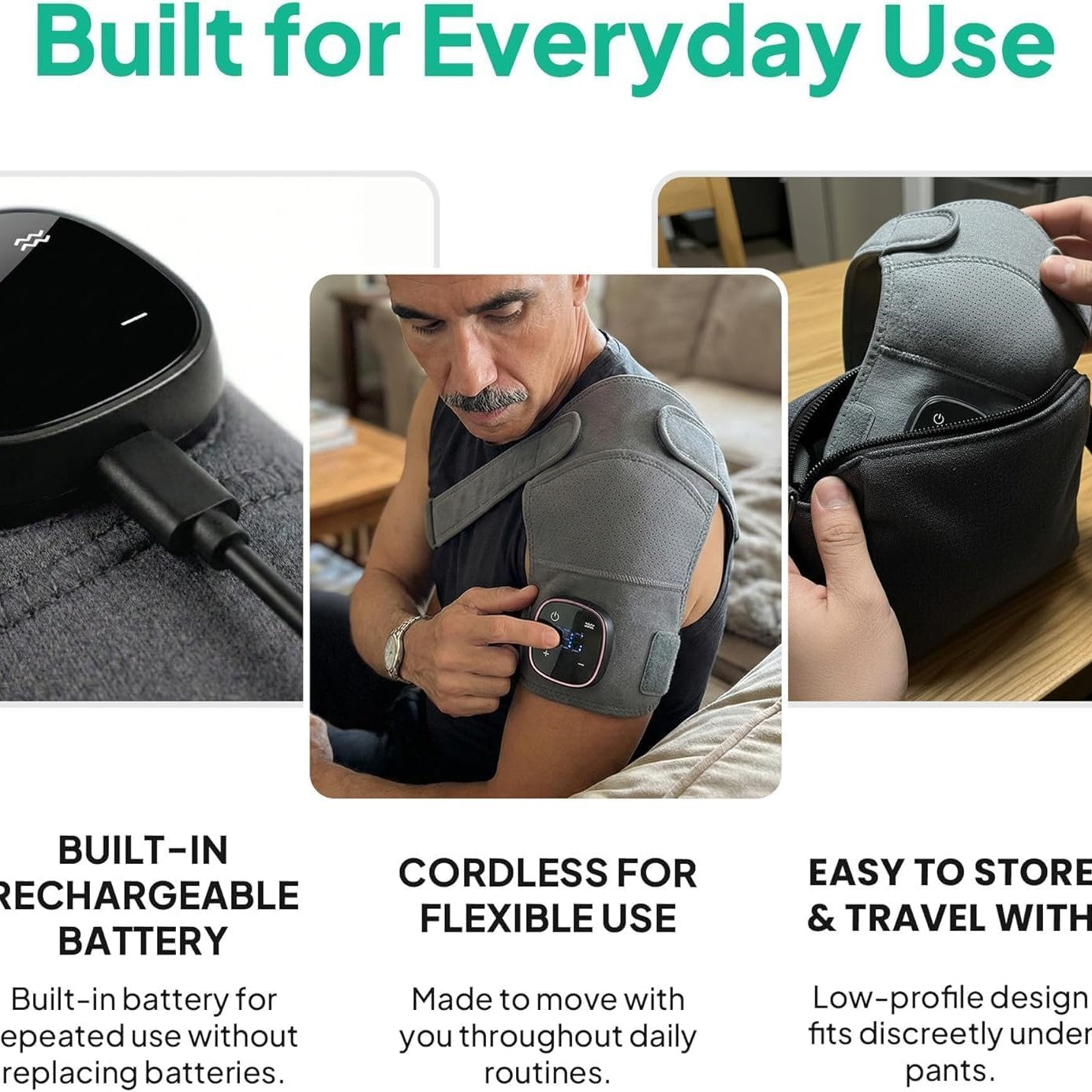RejuvaCare Triple Method Shoulder Massager – Heat + Compression + Vibration