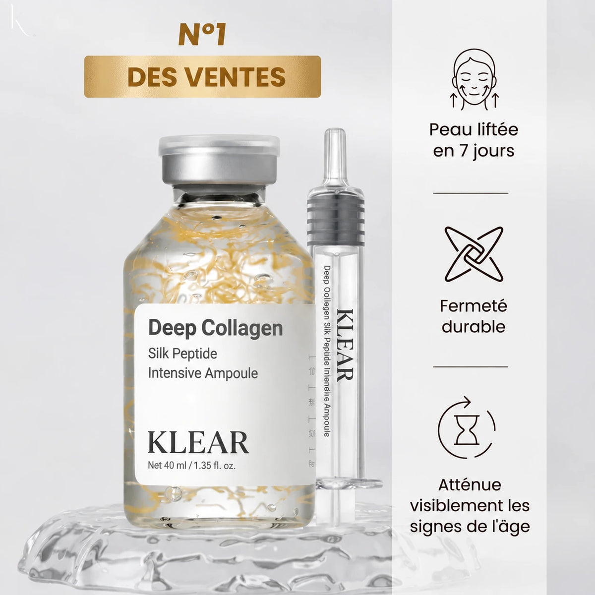 Ampoule coréenne au collagène de soie pour l'éclat
