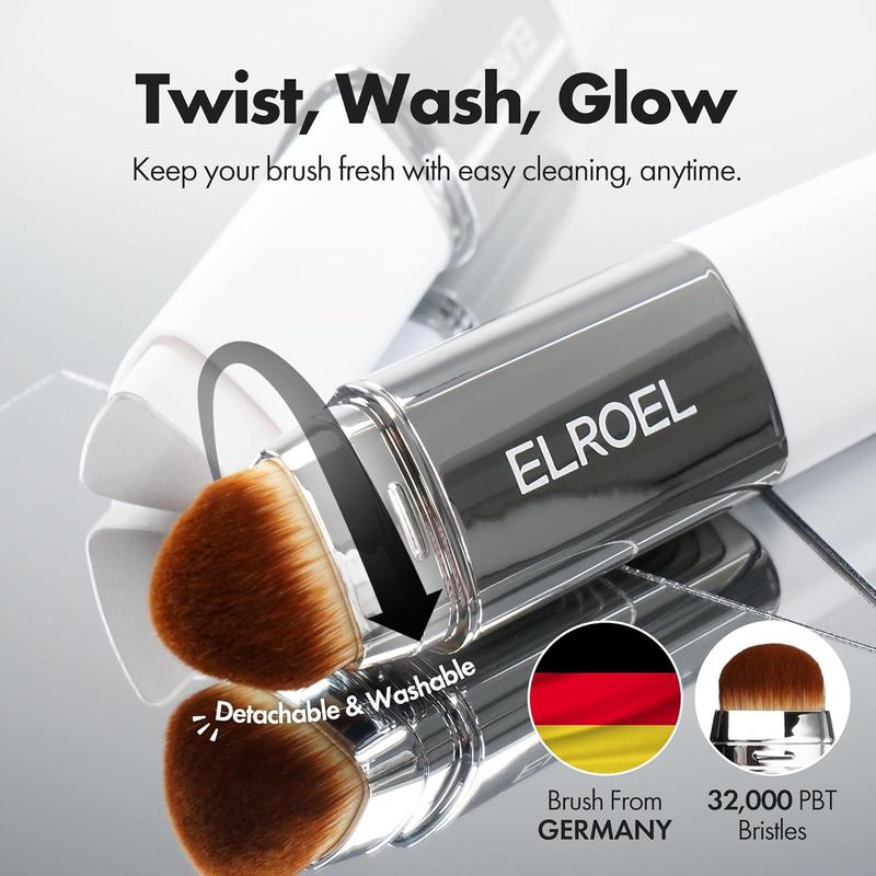 ELROEL Blanc Cover Cream Stick V – Base en barra que cambia de color, con Volufiline y brocha desmontable