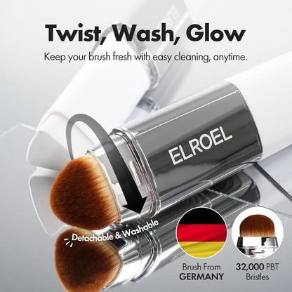 ELROEL Blanc Cover Cream Stick V – Base en barra que cambia de color, con Volufiline y brocha desmontable