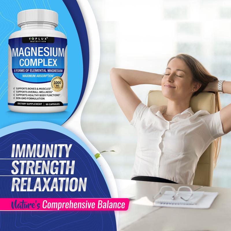 Toplux Magnesium Complex — Suplemento de 8 Formas Esenciales de Magnesio 1000mg