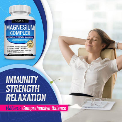 Toplux Magnesium Complex — Suplemento de 8 Formas Esenciales de Magnesio 1000mg